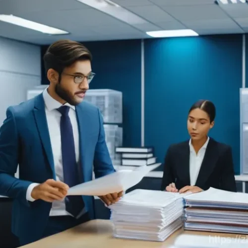 Home 17 변호사 실무 수습 경험담 - **A Young Legal Intern's First Day in an AI-Enhanced Law Firm**
A wide shot of a bustling, moder...