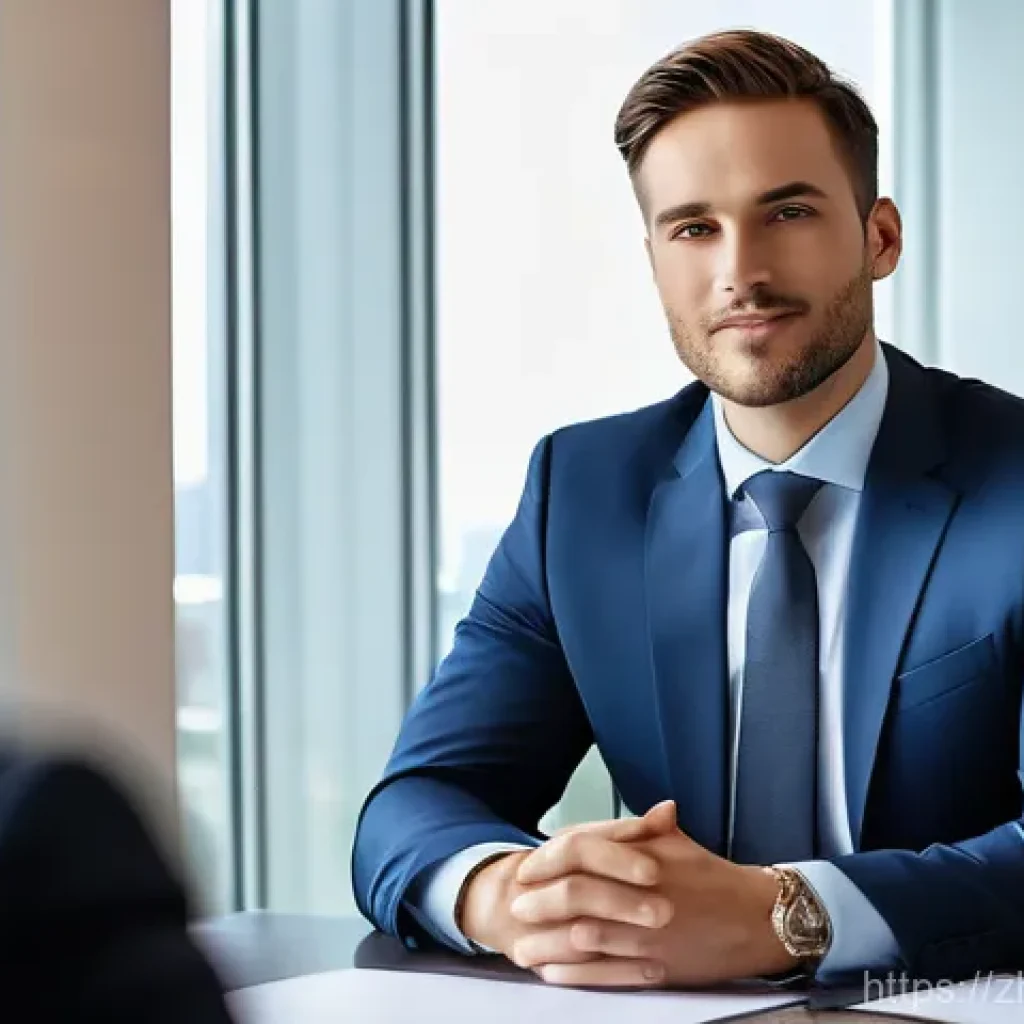 변호사 면접에서 자주 묻는 질문 - **A highly professional and confident young lawyer in a job interview at a modern law firm.**
    * ...