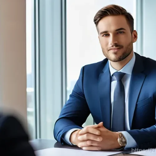 Home 13 변호사 면접에서 자주 묻는 질문 - **A highly professional and confident young lawyer in a job interview at a modern law firm.**
* ...