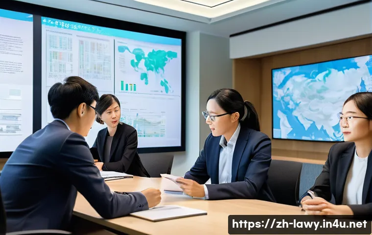 변호사와 공익 소송 경험 - A detailed scene depicting a diverse team of legal professionals, environmental scientists, and volu...
