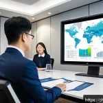 변호사와 기업 윤리 자문 사례 - A modern corporate office scene showcasing a professional legal advisor in business attire leading a...
