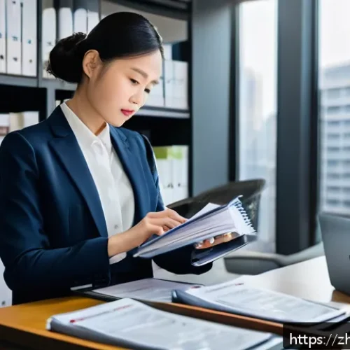 변호사와 소송 전략 수립 팁 - A professional lawyer in a modern office, intensely studying a large stack of legal documents and ev...