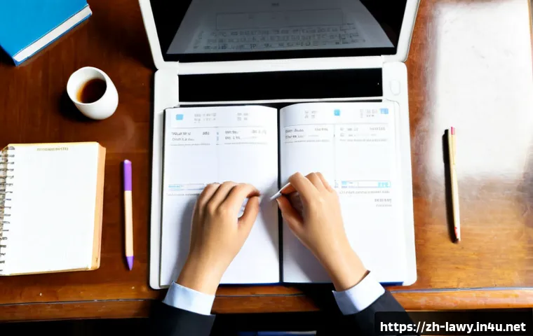 변호사 시험 준비 전략 - Photorealistic overhead view of a focused law student preparing for a professional legal examination...